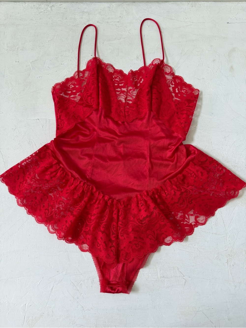 Vintage 1960s Red Lace Teddy Lingerie USA Fairycore Coquette Fancy Kawaii Y2K M
